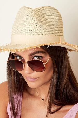 Straw hat with detail Beige Paper h5 Picture3